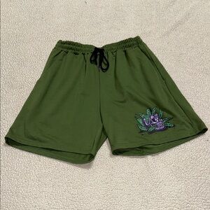 ROMWE Green Athletic Shorts with Graphic